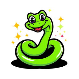 A playful cartoon logo design featuring a funny snake character