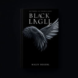 A striking front book cover design featuring a black theme with a prominent bird wing elegantly spread across the center