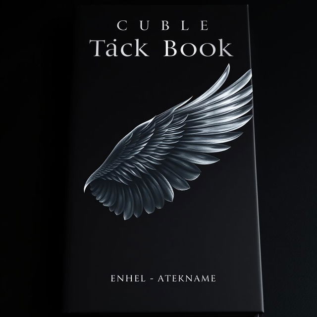 A striking front book cover design featuring a black theme with a prominent bird wing elegantly spread across the center