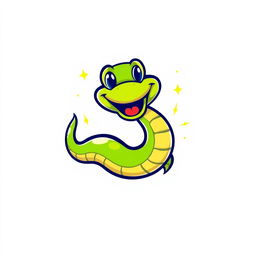 A vibrant and playful logo design featuring a cartoon-style snake that is funny and whimsical