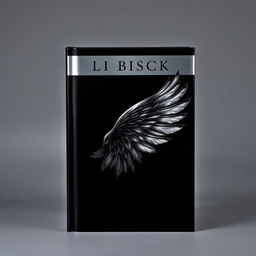 A visually captivating front book cover with a deep black theme, showcasing an intricate, stylized wing that gracefully fills the center of the cover