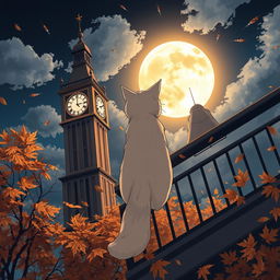 An anime-themed illustration depicting the essence of autumn from a high angle perspective