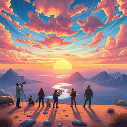 A stunning illustration depicting exploration on a flat Earth