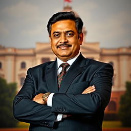 A portrait of Tarek Rahman, a prominent political figure in Bangladesh, depicted in a commanding stance