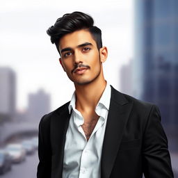 A stylish young man around 184 cm tall, exuding a casual yet polished vibe