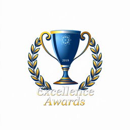 A sleek and elegant logo design for an award ceremony, featuring a stylized trophy with intricate details, surrounded by an ornate laurel wreath