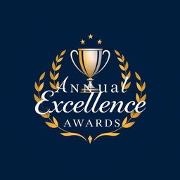 A modern and elegant logo design for an award ceremony, featuring a stylized trophy or medal symbol, with graceful lines and a sophisticated font