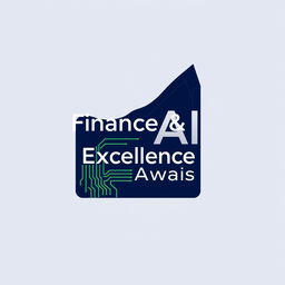 A sleek and innovative logo design for a Finance and AI Recognition Excellence Event, featuring a combination of a digital circuit pattern and a stylized upward arrow symbolizing growth and progress
