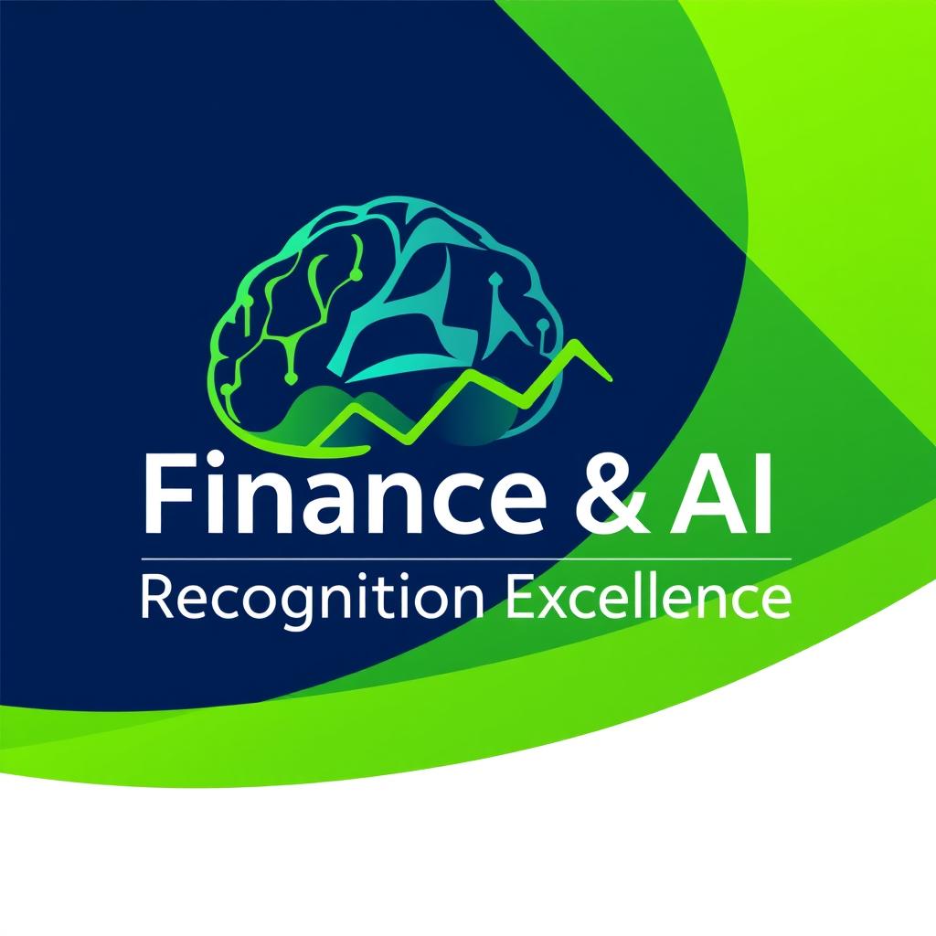 A modern and sophisticated logo design for a Finance and AI Recognition Excellence Event, featuring an abstract representation of a digital brain blended with a financial graph to symbolize the intersection of finance and artificial intelligence