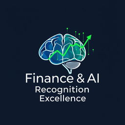 A modern and sophisticated logo design for a Finance and AI Recognition Excellence Event, featuring an abstract representation of a digital brain blended with a financial graph to symbolize the intersection of finance and artificial intelligence
