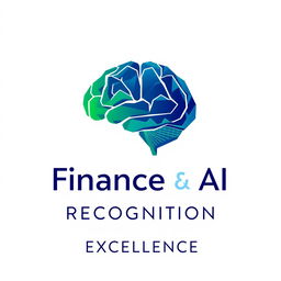 A modern and sophisticated logo design for a Finance and AI Recognition Excellence Event, featuring an abstract representation of a digital brain blended with a financial graph to symbolize the intersection of finance and artificial intelligence