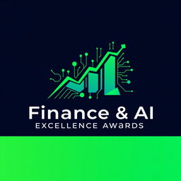 A contemporary and professional logo design for a Finance and AI Recognition Excellence Event, featuring an abstract graphic that combines elements of a financial graph and digital circuitry to represent the synergy between finance and artificial intelligence