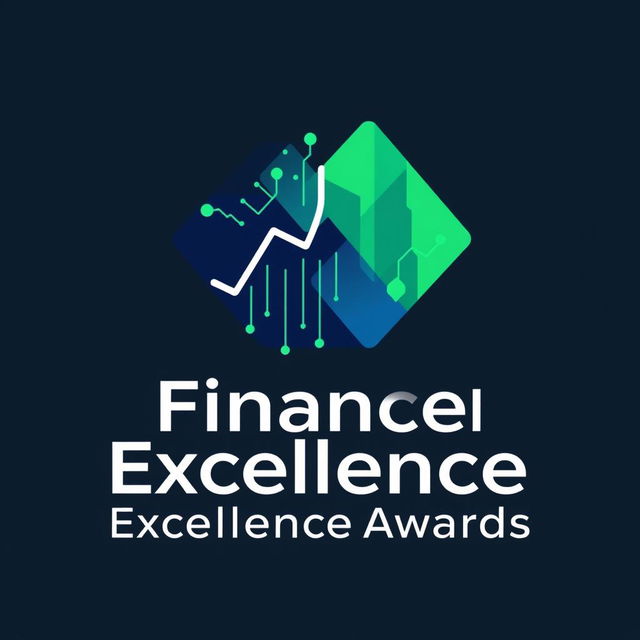 A contemporary and professional logo design for a Finance and AI Recognition Excellence Event, featuring an abstract graphic that combines elements of a financial graph and digital circuitry to represent the synergy between finance and artificial intelligence