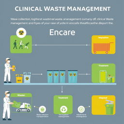 A comprehensive infographic detailing the logistics of Clinical Waste Management systems used by 'Encare', a healthcare waste management company