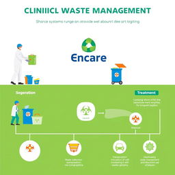 A comprehensive infographic detailing the logistics of Clinical Waste Management systems used by 'Encare', a healthcare waste management company