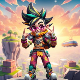 An animated character inspired by the vibrant, futuristic style of the Fortnite game