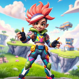 An animated character inspired by the vibrant, futuristic style of the Fortnite game