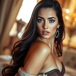 A stunning and captivating portrait of Lana Rhoades, showcasing her alluring beauty