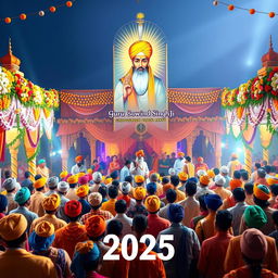 An inspiring and festive scene depicting the celebration of Guru Gobind Singh Jayanti in 2025