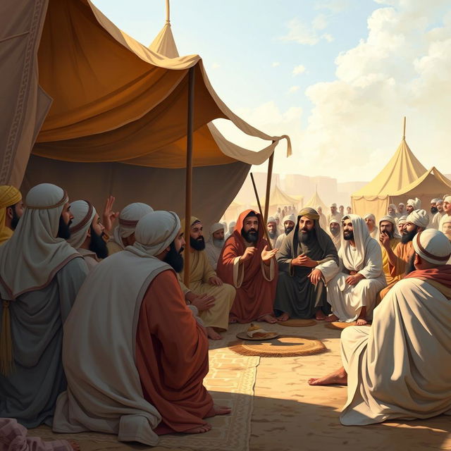 The historical event of Saqifa, where the Ansar (helpers) and the Muhajirun (migrants) gathered to discuss the leadership of the Muslim community after the death of Prophet Muhammad