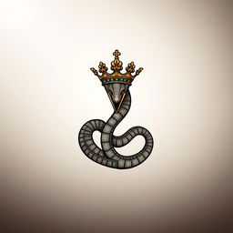 An artistic representation of a symbol depicting a coiled serpent wearing a crown