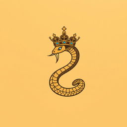 An artistic representation of a symbol depicting a coiled serpent wearing a crown