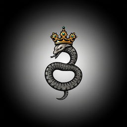 An artistic representation of a symbol depicting a coiled serpent wearing a crown