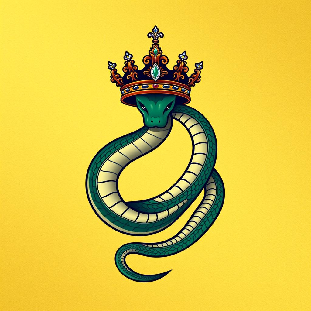 An elegant symbol depicting a coiled serpent adorned with a majestic crown