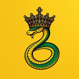 An elegant symbol depicting a coiled serpent adorned with a majestic crown