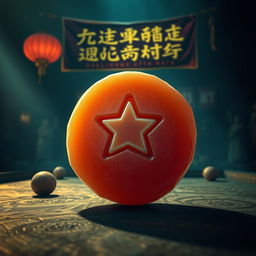A vibrant scene depicting the iconic Dalgona candy game from the series 'Squid Game'
