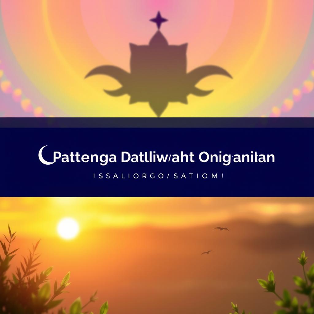 A visually striking Facebook cover photo for the Patenga Catalyst Dawah Organisation that includes a serene yet vibrant background representing peace and unity, with symbols of Islamic faith such as a crescent moon and star subtly integrated into the design