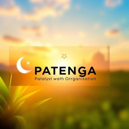 A visually striking Facebook cover photo for the Patenga Catalyst Dawah Organisation that includes a serene yet vibrant background representing peace and unity, with symbols of Islamic faith such as a crescent moon and star subtly integrated into the design