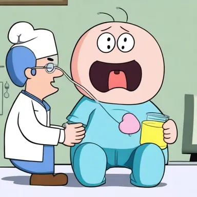 In the animated TV show, the character undergoes a comical abdominovesical surgery after he accidentally swallows a deflated balloon.