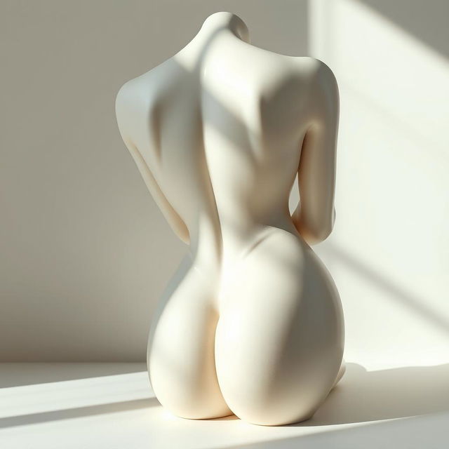 A detailed and artistic depiction of a sculptural piece inspired by the human form, focusing on the curvature and aesthetics of the posterior