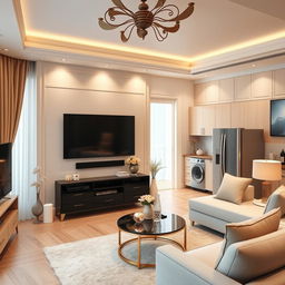 A beautifully arranged living room showcasing high-quality home appliances from Gol Narges