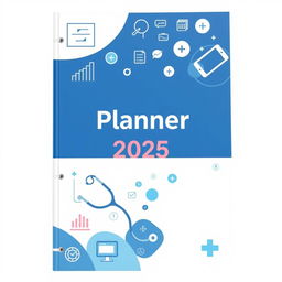 A professional and organized cover design for a 2025 planner aimed at a health technical advisor specializing in monitoring for the Health Department