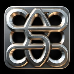 A metallic and 3D version of the existing logo, maintaining the original structure and design elements