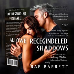 An evocative romance book cover for 'A Love Rekindled in Shadows: Two Hearts, One Forbidden Path' by Rae Barrett