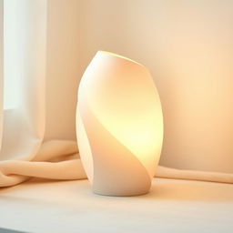 A beautifully curved luminary in a soft moonlight shade, casting gentle and soothing illumination in a serene atmosphere