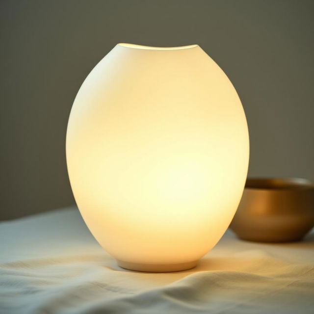 A beautifully curved luminary in a soft moonlight shade, casting gentle and soothing illumination in a serene atmosphere