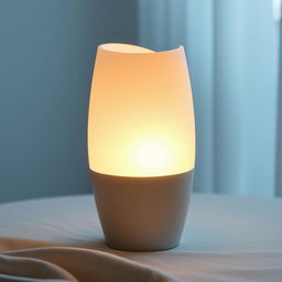 A beautifully curved luminary in a soft moonlight shade, casting gentle and soothing illumination in a serene atmosphere