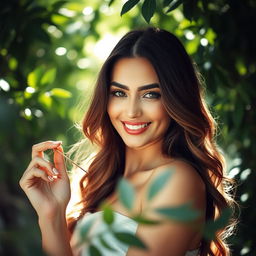 A beautiful woman with an alluring presence, embodying elegance and confidence