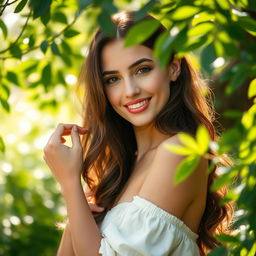 A beautiful woman with an alluring presence, embodying elegance and confidence