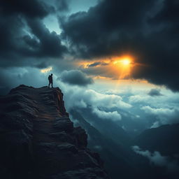 A compelling and evocative visual representation illustrating the concept of courage amidst fear
