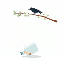 An animated scene featuring a simple evergreen tree with minimal green details in the background