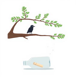 An animated scene featuring a simple evergreen tree with minimal green details in the background