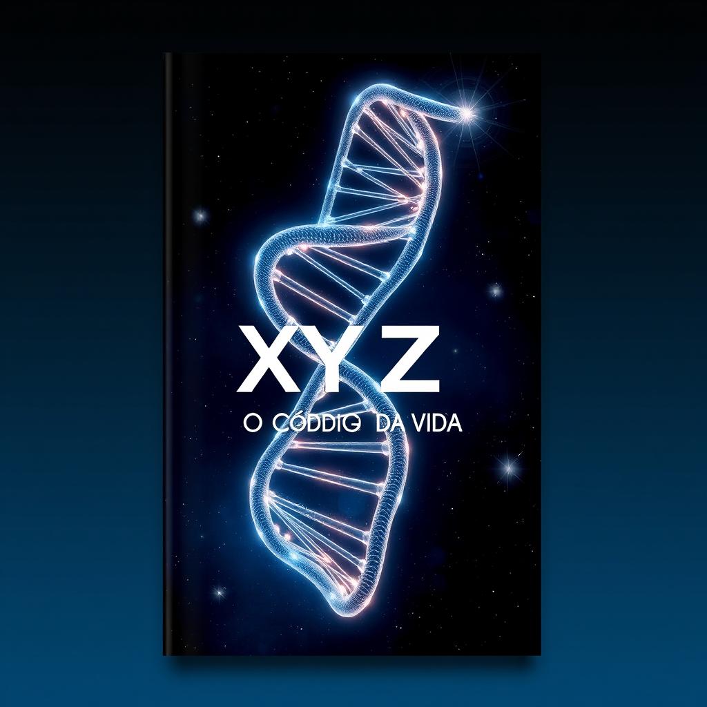 A visually stunning book cover for 'XYZ: O Código da Vida', featuring an intricate and futuristic design