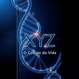 A visually stunning book cover for 'XYZ: O Código da Vida', featuring an intricate and futuristic design