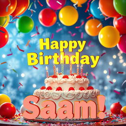 A festive birthday scene celebrating Saam's birthday on December 31st