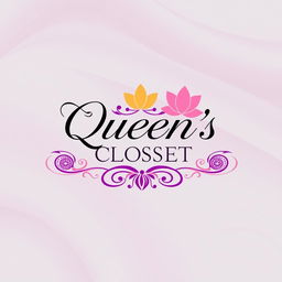 A stylish and elegant logo for 'Queen's Closet', featuring the name in a sophisticated cursive font